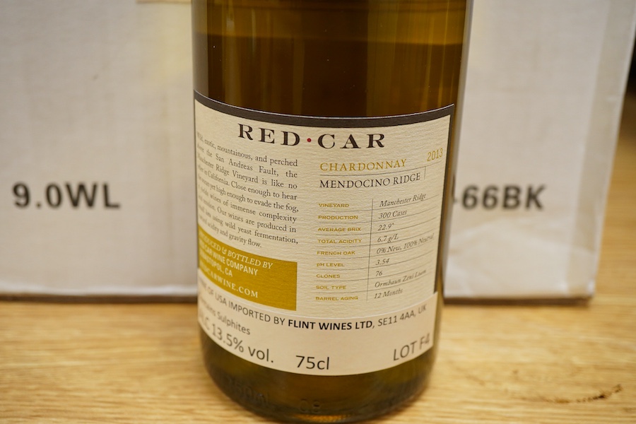 Red Car Manchester Ridge Vineyard Chardonnay, 2013, case of twelve bottles